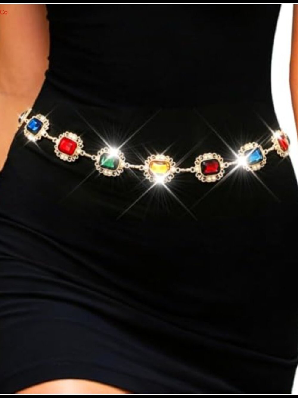 Rhinestone Chain Belt Sparkly Waist Accessory for Dress Women